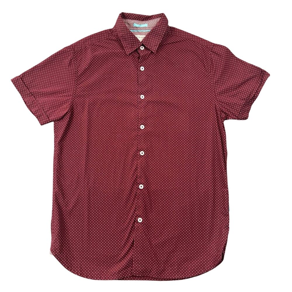 Denim & Flower Ricky Singh Slim Fit Burgundy Button Down Shirt 100% Cotton - S